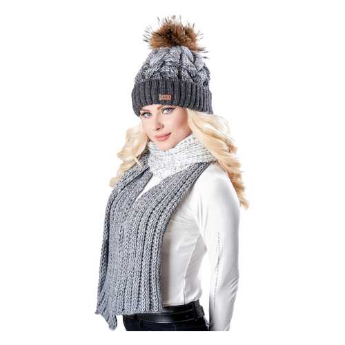 Комплект (шапка+шарф) женский Jagga 1360 серый ONE SIZE в Lady&Gentleman City